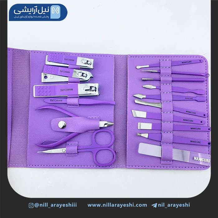 ست مانیکور شانزده تیکه کیف چرمی کد 5
