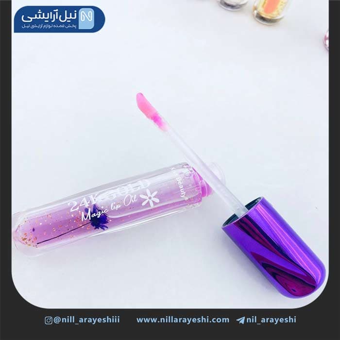برق لب حرارتی گلدار طلا 24k کیس بیوتی کد 03 – 7452 — تصویر ۳