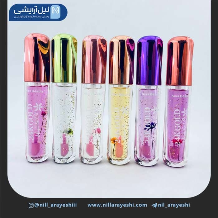 برق لب حرارتی گلدار طلا 24k کیس بیوتی کد 03 – 7452 — تصویر ۲