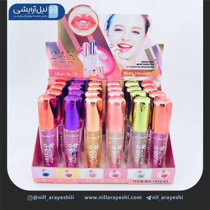 برق لب حرارتی گلدار طلا 24k کیس بیوتی کد 03 – 7452