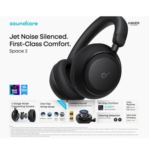 هدفون بلوتوثی انکر مدل Soundcore Space 2 — تصویر ۱۱