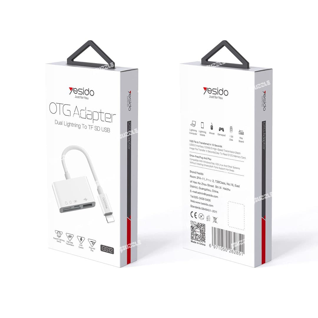 کابل OTG و رم ریدر آیفون یسیدو YESIDO GS12 — تصویر ۲