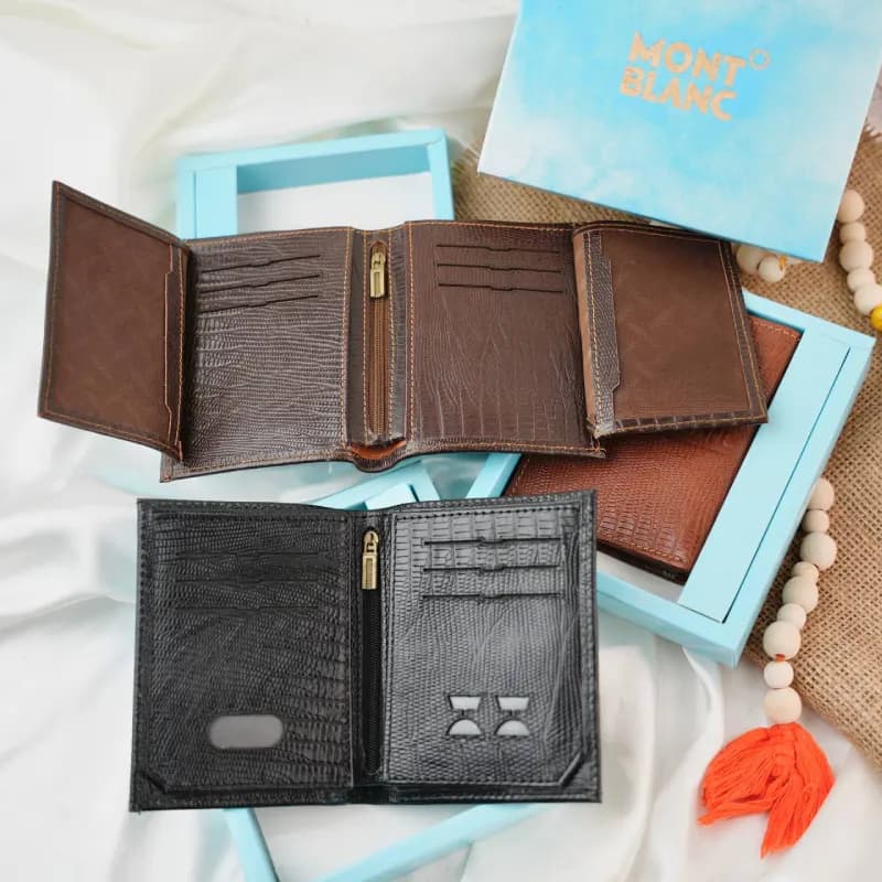 کیف پول کتابی آمریکائی چرم لیزارد 16-125 — تصویر ۲