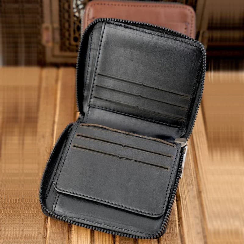 کیف پول کتابی دور زیپ مترویی چرم 19-30 — تصویر ۴