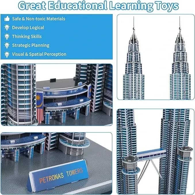 پازل ماکت سه بعدی مدل Petronas Towers کد 2803-A — تصویر ۳