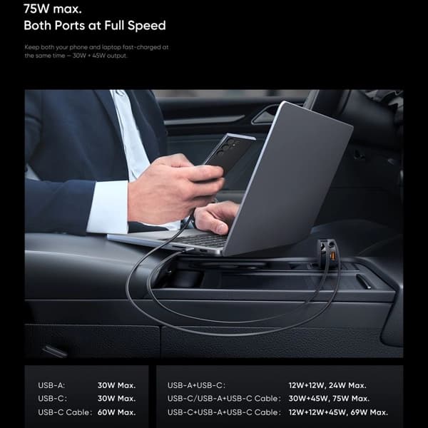 شارژر فندکی مک دودو Mcdodo CC-1560 توان 75 وات همراه با کابل جمع‌شو — تصویر ۶