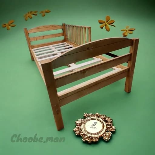 تخت خواب کودک محافظ دار تمام چوب مناسب تشک 70-130 مبلمان فرنا مدل 1141291