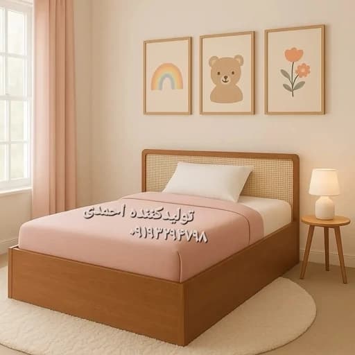 تخت خواب حصیری دونفره چوبی مبلمان فرنا مدل 1141270