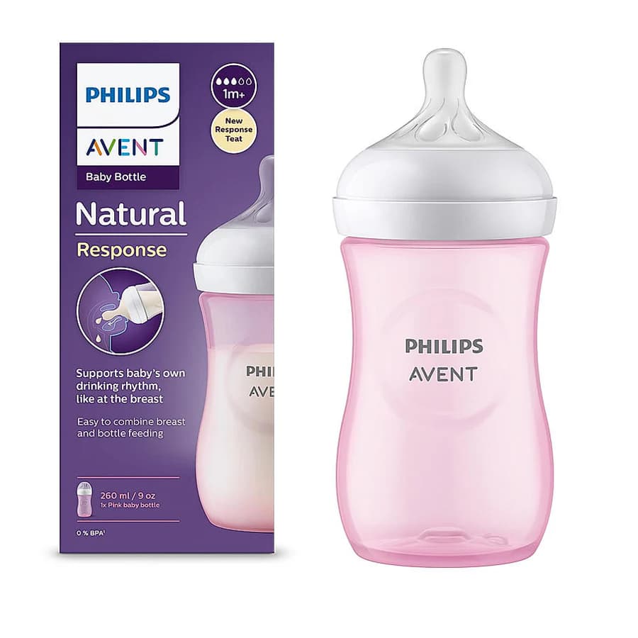 شیشه شیر 260 میل فیلیپس اونت صورتی Philips Avent