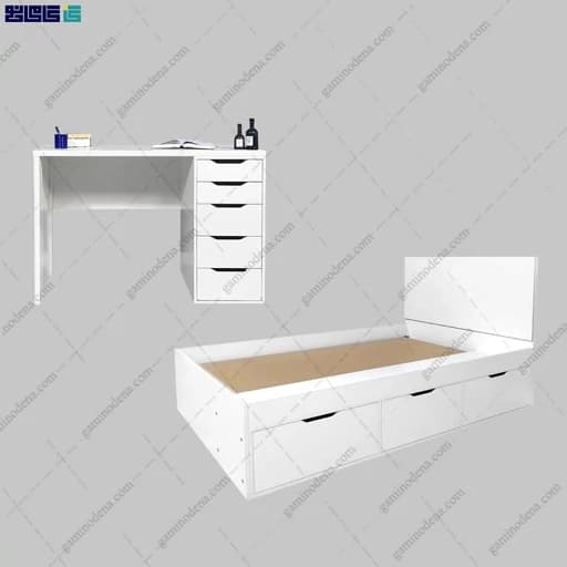 تخت خواب دونفره همراه با میز تحریر. F50020 مبلمان فرنا مدل 1141179