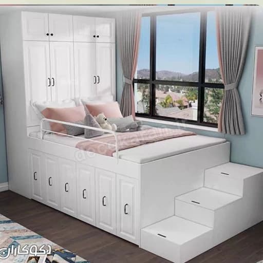 تخت خواب دونفره طبقه داربه همراه کمد لباس F867 مبلمان فرنا مدل 1141167