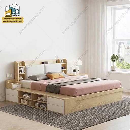 تخت خواب دونفره کشودار F10068 مبلمان فرنا مدل 1141141