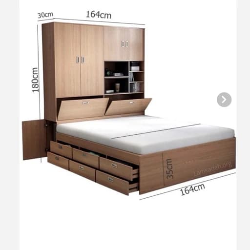تخت خواب دونفره همراه با کتابخانه F40077 مبلمان فرنا مدل 1141133