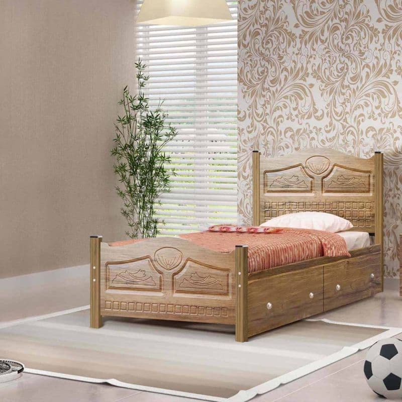 تخت خواب یک نفره کشودار کد GO01 سایز 90×200 سانتیمتر مبلمان فرنا مدل 1141103