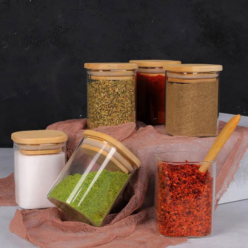 بانکه بروسیلیکات مربع پاچی درب بامبو PACI 200ML