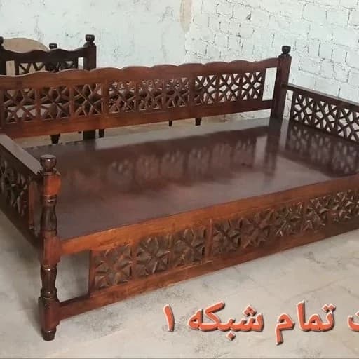 تخت سنتی چوبی تمام گره ستاره مبلمان فرنا مدل 1141011