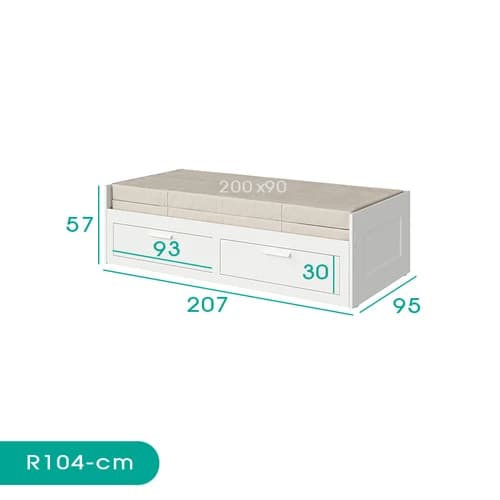 تخت خواب یک نفره مدل R104 سایز 90 200 سانتی متر مبلمان فرنا مدل 1141009 — تصویر ۳