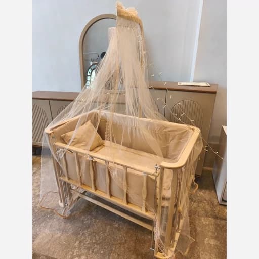 تخت کنار مادر مدل گهواره ای تنظیم ارتفاع رنگ چوب مبلمان فرنا مدل 1140998