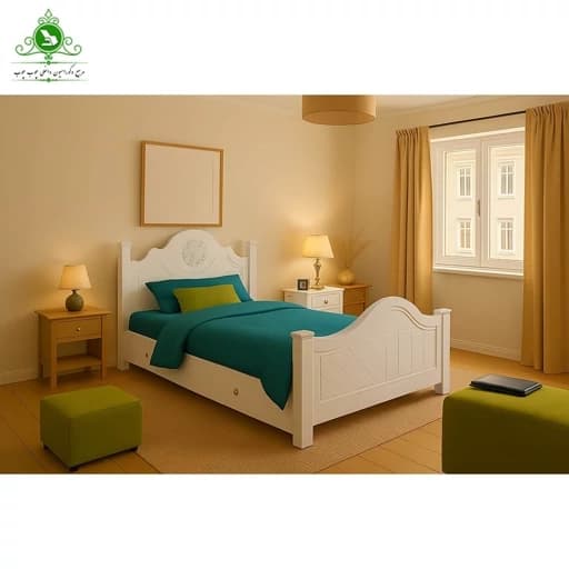 تخت خواب یک و نیم نفره مدل سرو عرض 120 با کشو بدون تشک مبلمان فرنا مدل 1140996