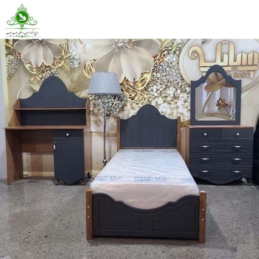 تخت خواب یک نفره MDF وکیوم مدل کیان بدون کشو بدون تشک مبلمان فرنا مدل 1140989