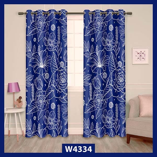 پرده چاپی آبی کلاسیک کد W4334