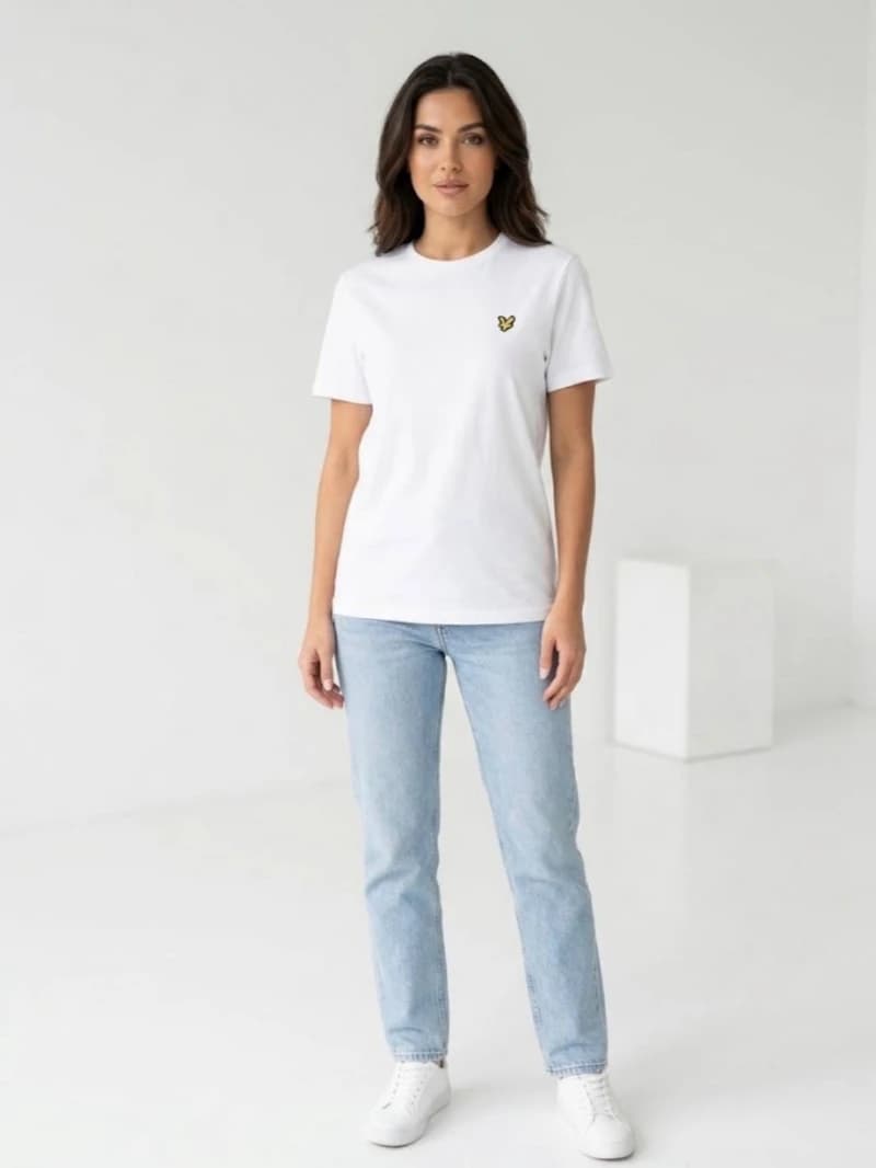 تیشرت بیسیک سفید Lyle & Scott گلدوزی پرنده زرد