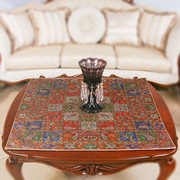 رومیزی مربع ترمه طرح امپراطور کد 1006 — تصویر ۲
