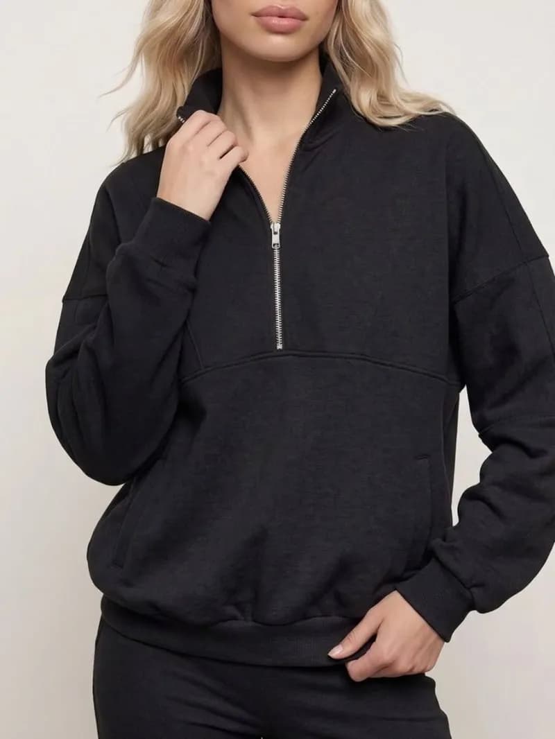 نیم زیپ مشکی آیس گری داخل کرکی سینسای — تصویر ۲