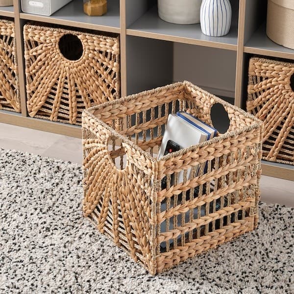 جعبه ذخیره آیکیا، مدل LUSTIGKURRE، حصیری، 32x33x32 سانتی متر — تصویر ۳