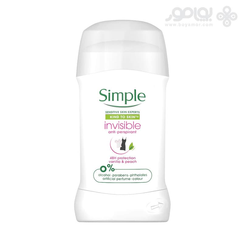استیک دئودورانت زنانه سیمپل مدل Invisible حجم 40 میل