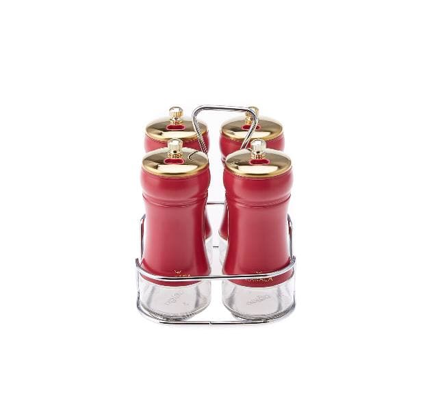 جا ادویه ای استندی 4 عددی کاراجا مدل Gold Berry قرمز — تصویر ۲