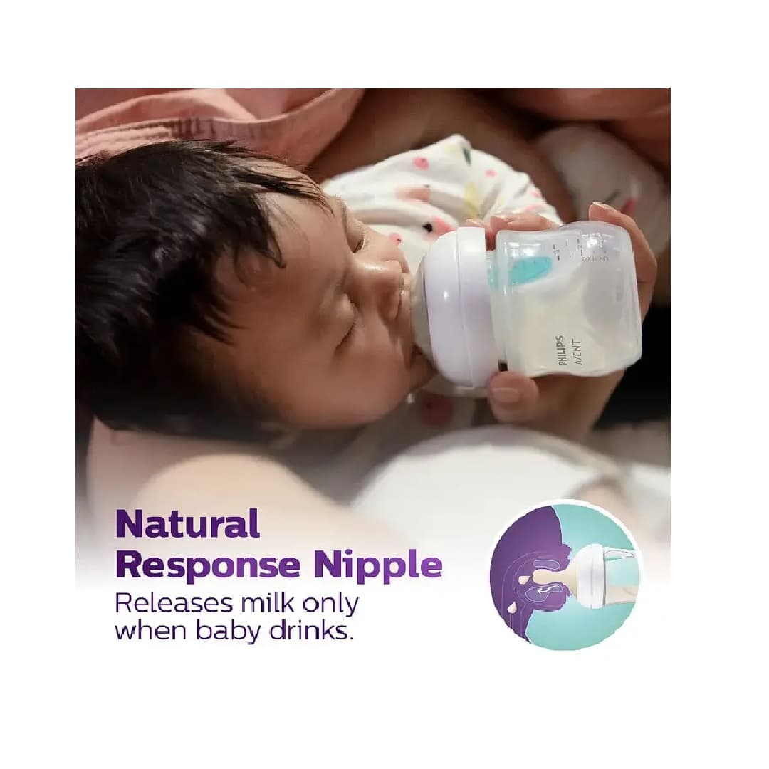 شیشه شیر اونت طلقی آنتی کولیک نچرال ریسپانس Philips Avent سوپاپ دار — تصویر ۲