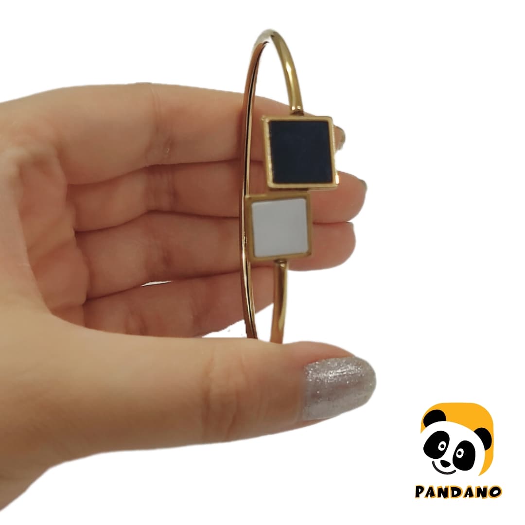 دستبند استیل زنانه فری سایز مدل مربع — تصویر ۳