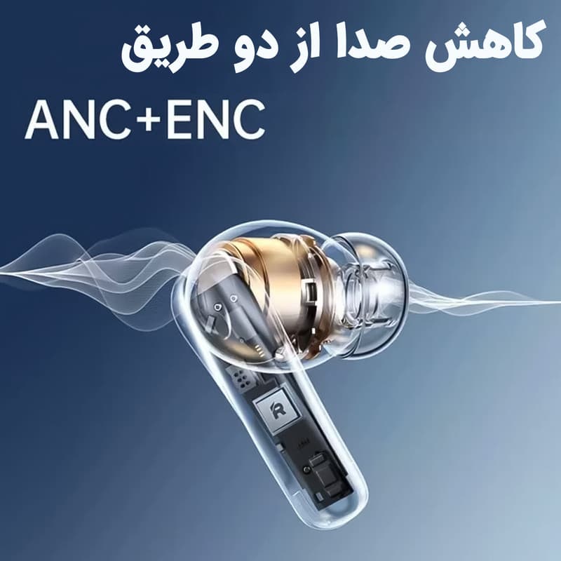 هدفون بلوتوثی ریمکس مدل Cozy Pods دارای نویز کنسلینگ فعال (ANC) و نویز کنسلینگ میکروفون (ENC)، درگاه شارژ USB Type-C، پشتیبانی از فرمان لمسی — تصویر ۱۰