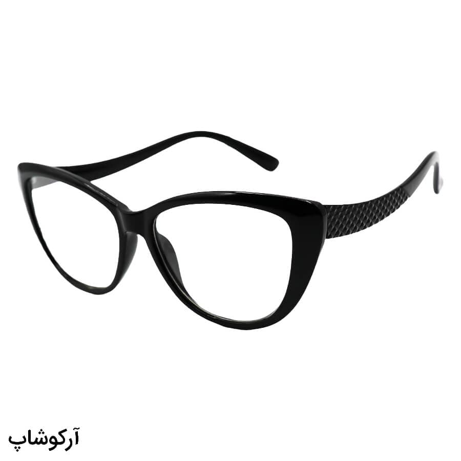 عینک طبی با فریم گربه ای شکل، مشکی رنگ و از جنس کائوچو مدل 9001
