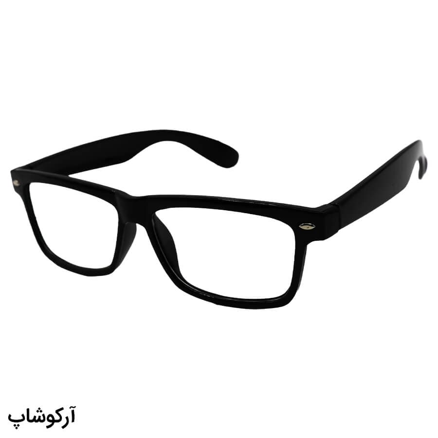 عینک مطالعه نمره +1.50 نزدیک بین با فریم مشکی رنگ، مستطیلی شکل و دسته پهن مدل XL277
