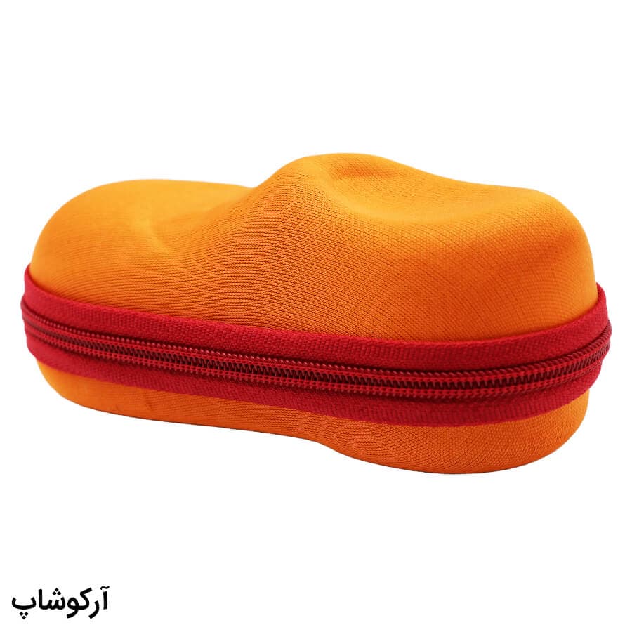 کیف عینک بچه‌گانه طرح کفش، نارنجی رنگ، از جنس فوم، زیپ دار و زیپ قرمز مدل 992641