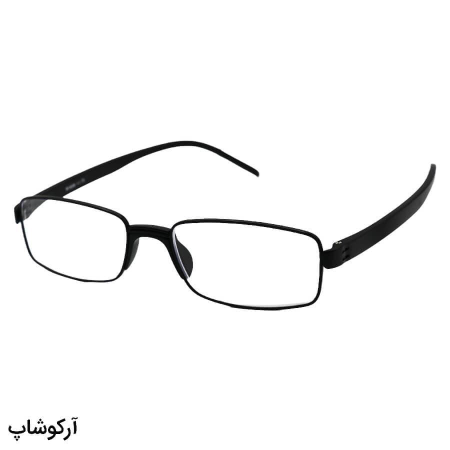 عینک مطالعه نمره +2.50 نزدیک بین با فریم مستطیلی شکل و دسته مشکی رنگ مدل R1658
