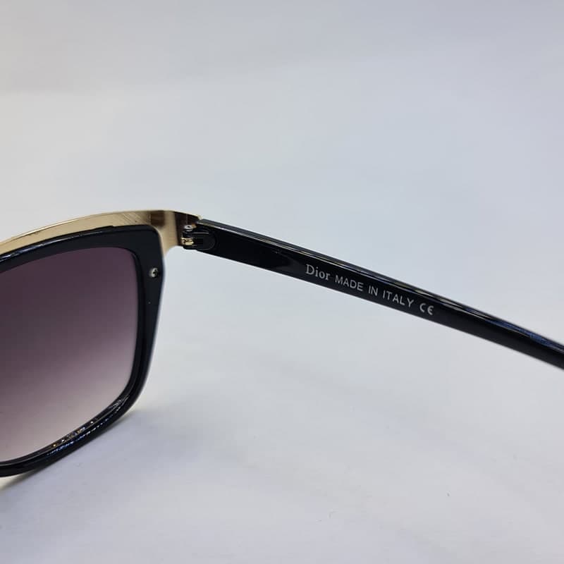 عینک آفتابی گربه ای شکل DIOR با فریم مشکی رنگ و عدسی تیره مدل 1008 — تصویر ۶