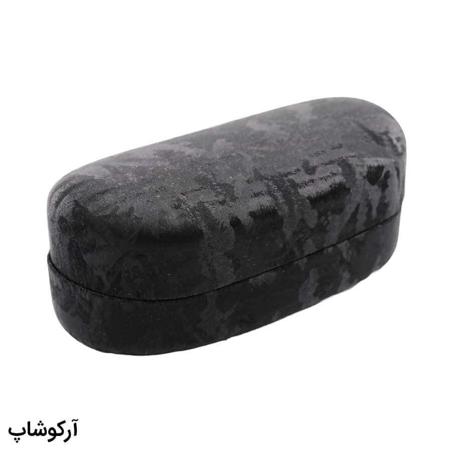 قاب عینک مشکی طرح دار، بیضی شکل، سایز بزرگ و از جنس چرمی مدل 992628