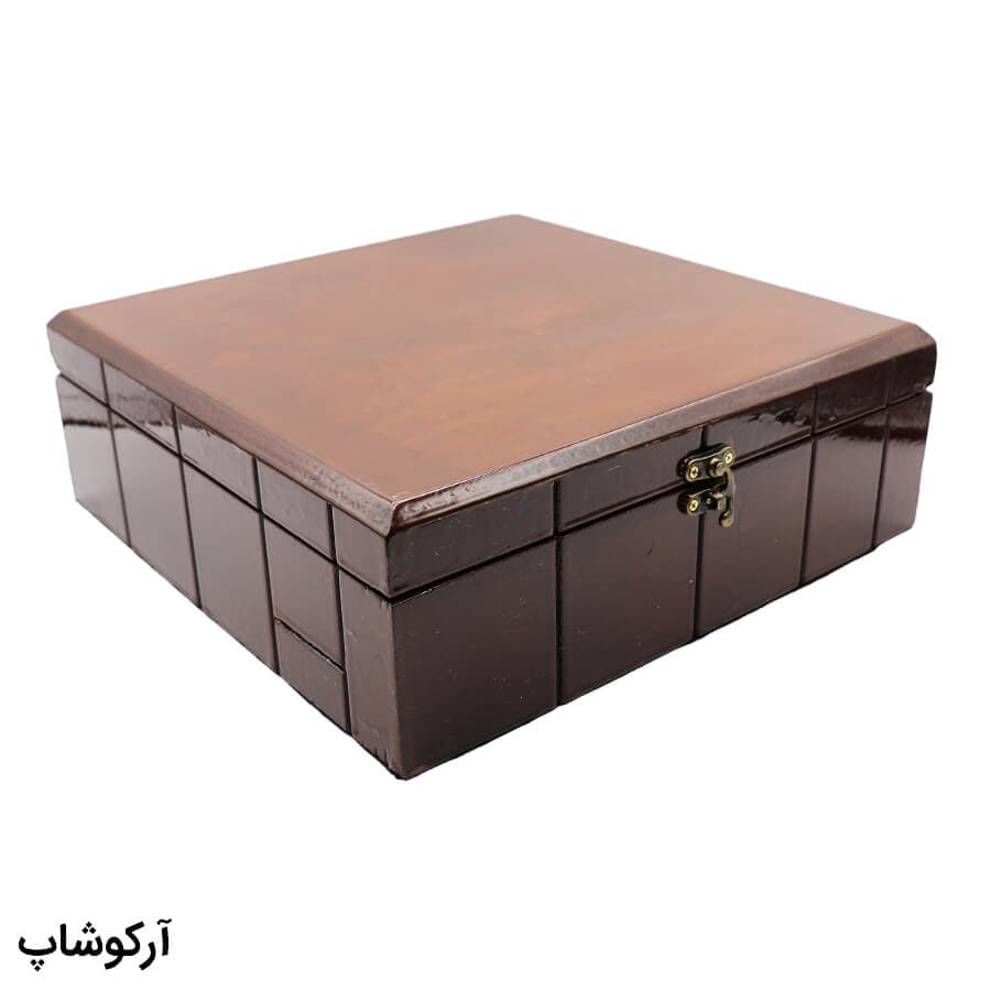 قاب عینک مربعی شکل، از جنس چوبی و قهوه ای رنگ مدل 992610