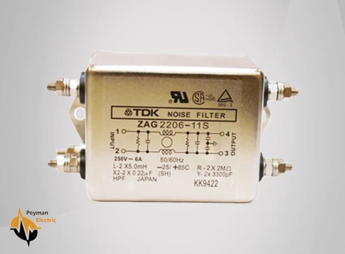 نویز فیلتر 6 آمپر تک فاز | نویز فیلتر ZAG 2206-11S TDK