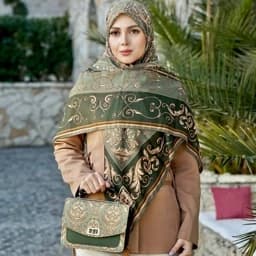 ست کیف و روسری رنگ سبز سدری ست کیف و شال رنگ سبز روسری نخی رنگ سبز طرح سنتی mo1032 — تصویر ۲