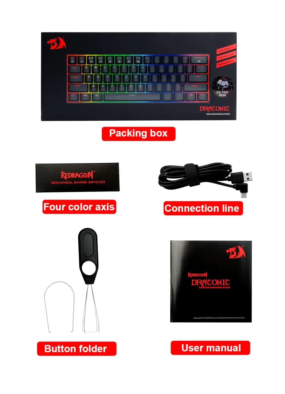 کیبورد بی سیم مکانیکال Redragon K530 Draconic Pro — تصویر ۴