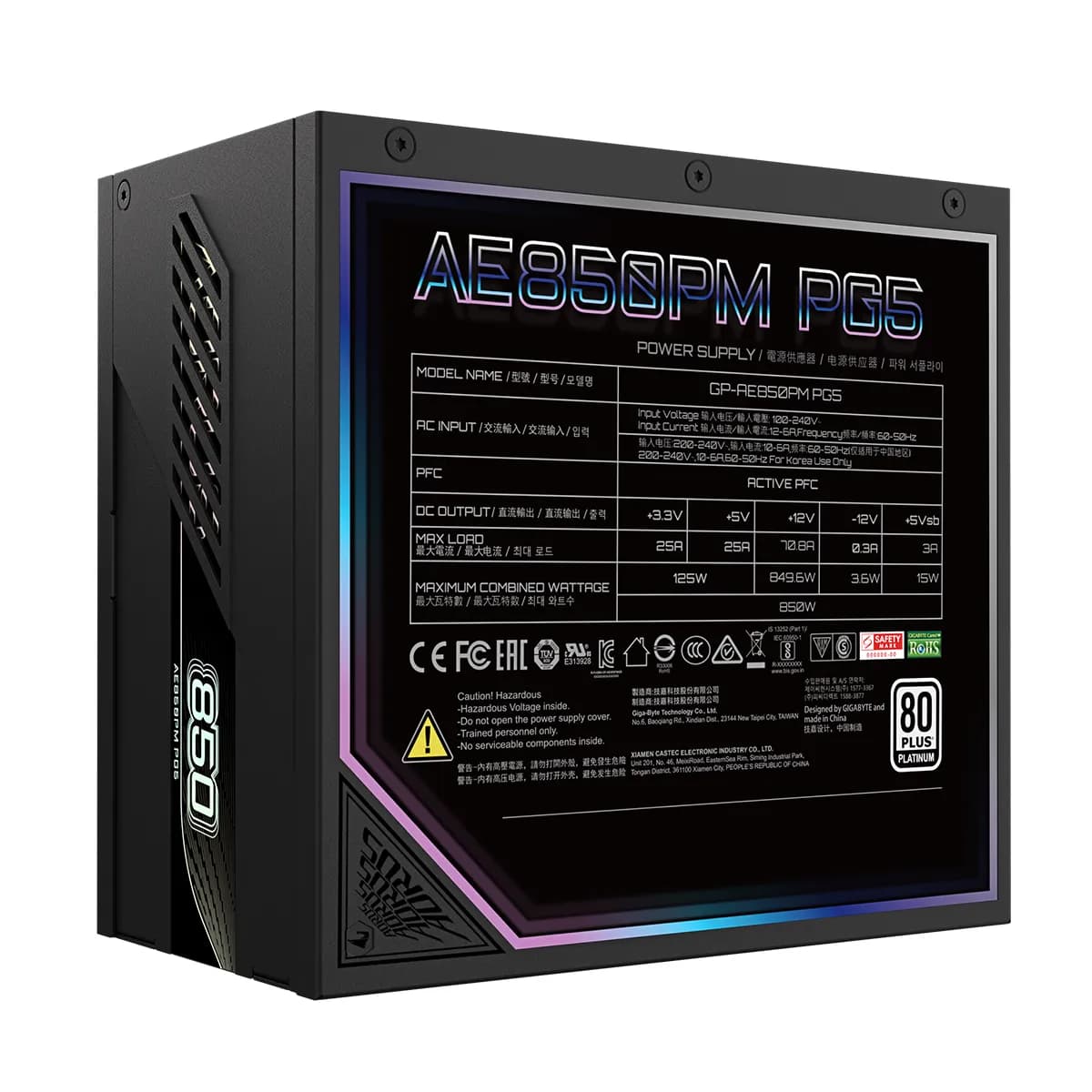 منبع تغذیه GIGABYTE AORUS ELITE P850W Platinum 850W — تصویر ۵