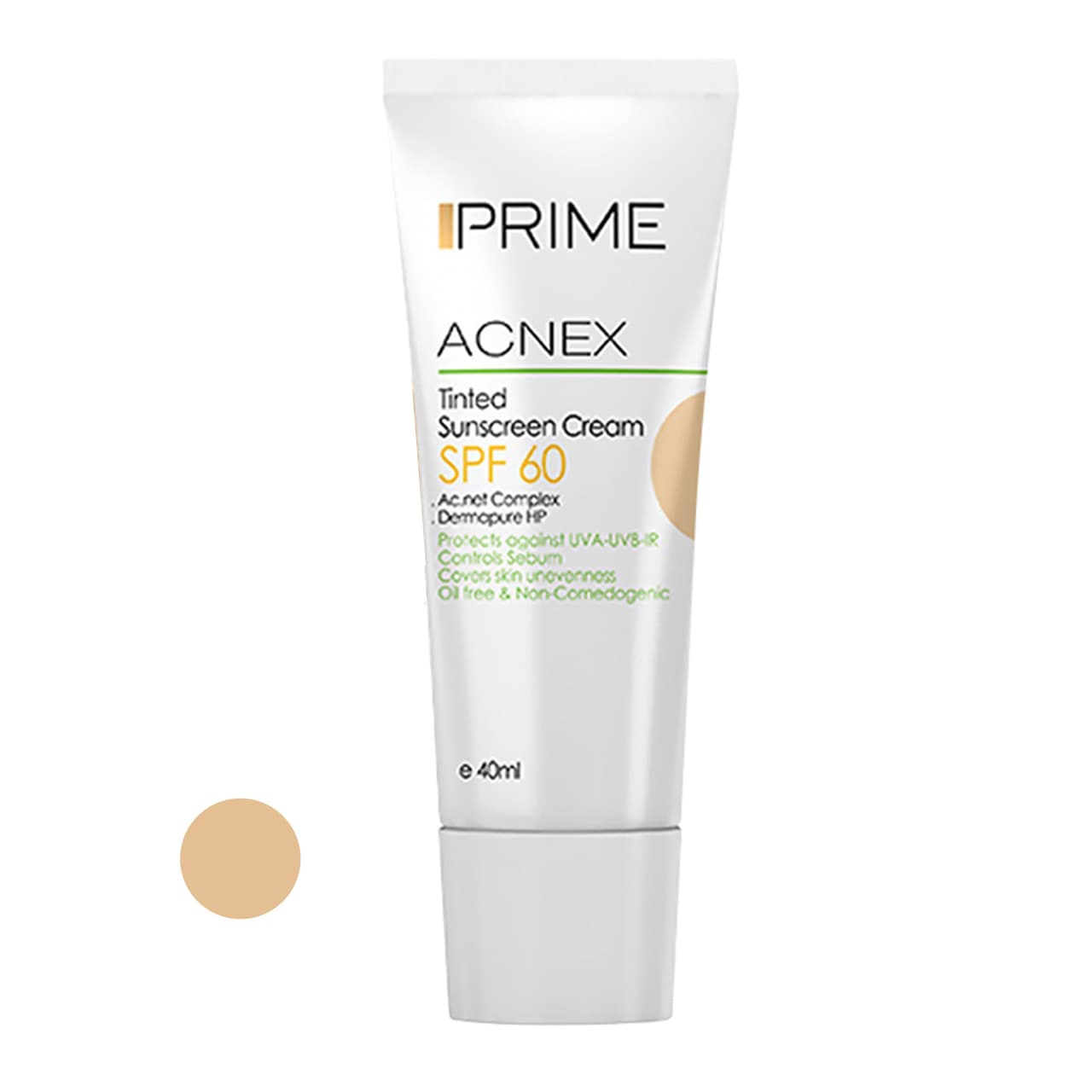 کرم ضد آفتاب رنگی پریم مدل Acnex SPF 60 مناسب پوست های چرب بژ روشن حجم 40 میلی لیتر(انقضا 1407/05)
