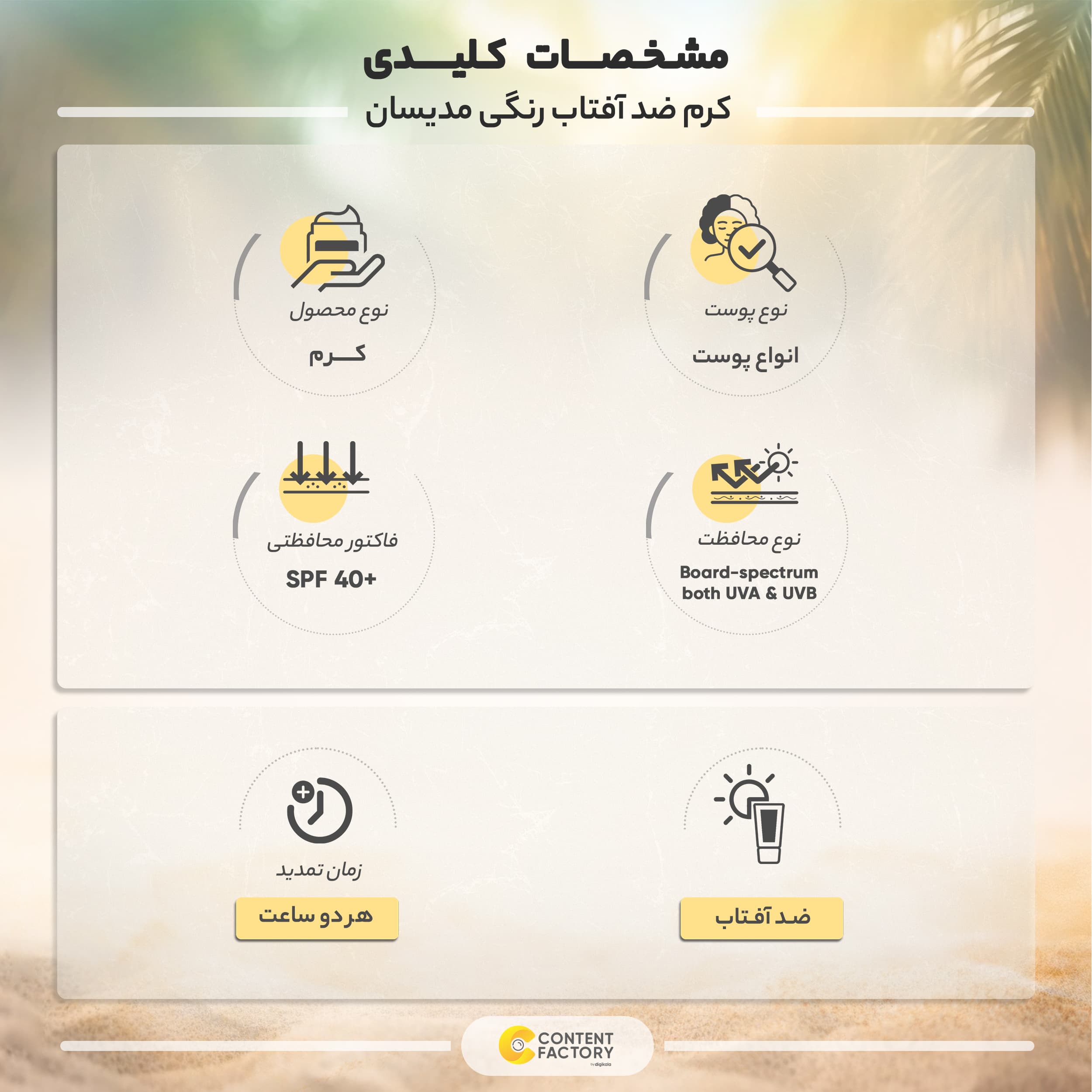 کرم ضد آفتاب رنگی مدیسان SPF40 شماره 2 مناسب انواع پوست حجم 30 میلی لیتر — تصویر ۳