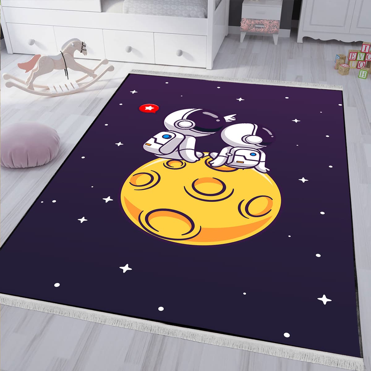 فرش چاپی آدم فضایی و کره ماه SM-21201b
