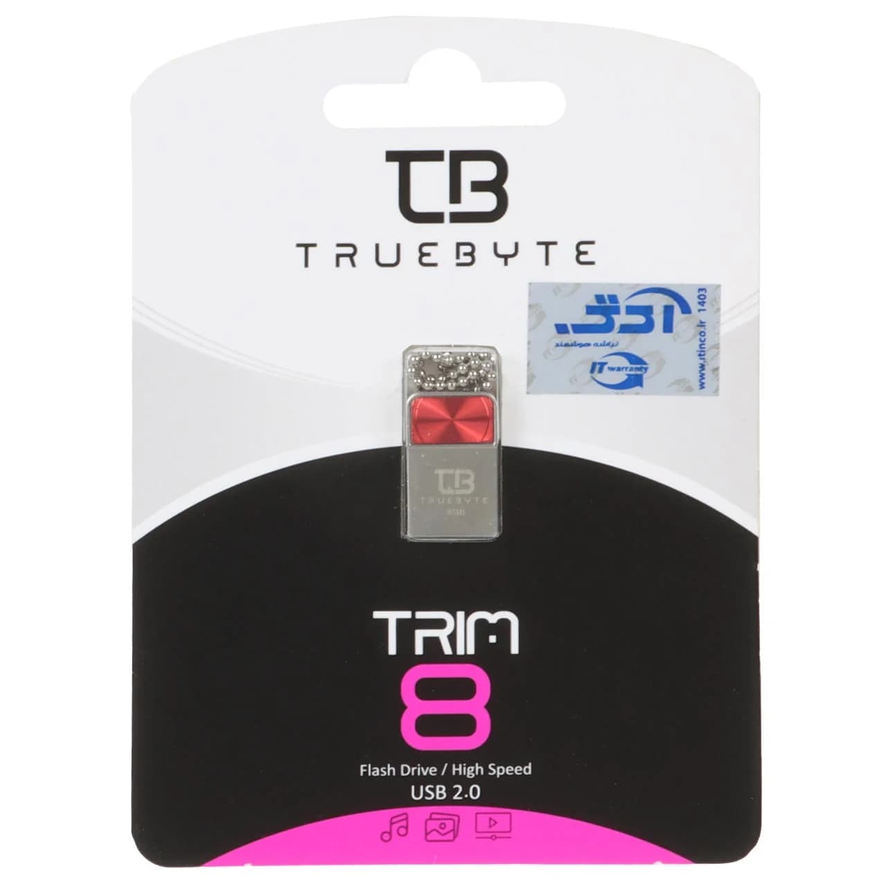 TRUEBYTE TRIM USB2.0 Flash Memory – 8GB قرمز (گارانتی مادام العمر شرکت آی تین)