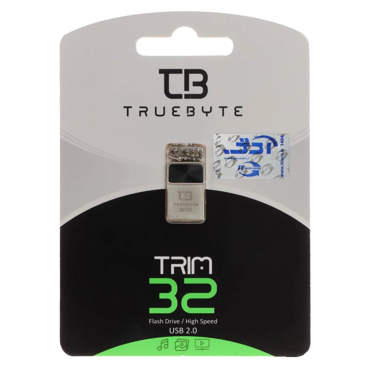 TRUEBYTE TRIM USB2.0 Flash Memory – 32GB مشکی (گارانتی مادام العمر شرکت آی تین)